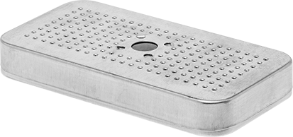 Image of Product. Front orientation. Aluminum Indicating Desiccant Canister.