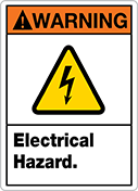 Image of Product. Front orientation. Signs. Illustrated Electrical Hazard Signs, Warning—Electrical Hazard (English)—Orange Header.
