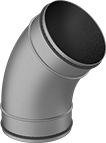 Image of Product. Front orientation. Duct and Fittings. Tight-Seal Spiral Duct and Fittings, 45° Elbow Connectors.