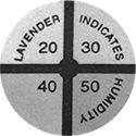 Image of Specification. 20%, 30%, 40%, 50% Pie Indicator. Front orientation. Pie Indicator. 20% Humidity Points, 40% Humidity Points, 50% Humidity Points, 30% Humidity Points.