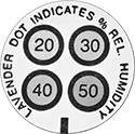 Image of Specification. 20%, 30%, 40%, 50% Spot Indicator. Front orientation. Spot Indicator. 20% Humidity Points, 40% Humidity Points, 50% Humidity Points, 30% Humidity Points.