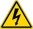 Image of Product. Front orientation. Labels. Electrical Hazard ISO Labels , High Voltage Hazard Symbol.