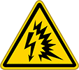 Image of Product. Front orientation. Labels. Electrical Hazard ISO Labels , Arc Flash Hazard Symbol.