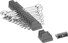 Image of ProductInUse. Front orientation. Wrench Organizers. Rail Wrench Organizers.