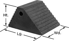 Image of Product. Front orientation. Contains Annotated. Wheel Chocks. Recycled Plastic Wheel Chocks, Reversible.