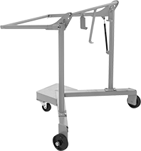 Image of Product. Front orientation. Drum Lifters. Manual Drum Lift Trucks, V-Style Base—Gas-Spring Pump Handle.