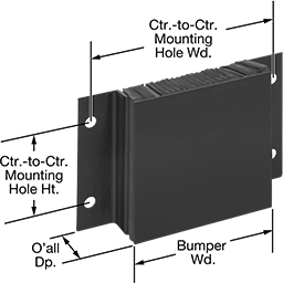 Image of Product. Front orientation. Contains Annotated. Dock Bumpers. Extra-Strength Dock-Mount Bumpers , Horizontal Mount with 3/8" Thick Steel Face Plate.