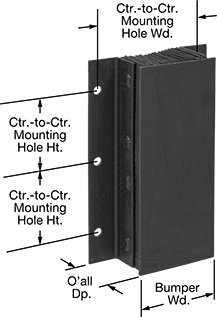 Image of Product. Front orientation. Contains Annotated. Dock Bumpers. Extra-Strength Dock-Mount Bumpers , Vertical Mount with 3/8" Thick Steel Face Plate.