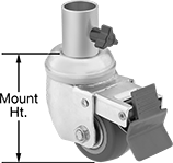 Image of Product. Swivel with Brake. Front orientation. Contains Annotated. Casters. Socket Casters, 1 Wheel, Swivel with Brake.