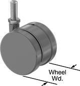 Image of Product. Front orientation. Contains Annotated. Casters. Light Duty Furniture Threaded-Stem Casters with Polyurethane Wheels, Swivel.