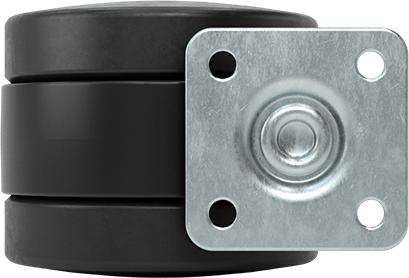 Image of Product. Top orientation. Light Duty Swivel Caster for Furniture, with 1-1/2" x 1-1/2" Plate and 2-3/8" Diameter Polyurethane Wheel.