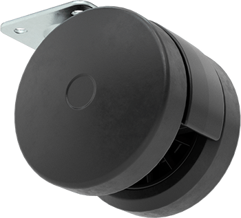 Image of Product. Back orientation. Light Duty Swivel Caster for Furniture, with 1-1/2" x 1-1/2" Plate and 2-3/8" Diameter Polyurethane Wheel.
