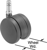 Image of Product. Swivel with Grip Ring. Front orientation. Contains Annotated. Hard. Light Duty Furniture Friction-Grip Stem Casters with Nylon Wheels, Grip-Ring Stem, Swivel.