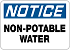 Image of Product. Front orientation. Signs. Hazardous Material Signs, Notice—Non-Potable Water (English).