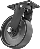 Image of Product. Swivel. Front orientation. Casters. High-Capacity Alliance Casters with Polyurethane Wheels, 1 Wheel, Swivel.