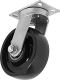 Image of Product. Swivel. Front orientation. Casters. Extra-High-Capacity Corrosion-Resistant Casters with Polyurethane Wheels, 1 Wheel, Swivel.
