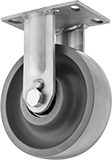 Image of Product. Rigid. Front orientation. Casters. Extra-High-Capacity Corrosion-Resistant Casters with Rubber Wheels, 1 Wheel, Rigid.