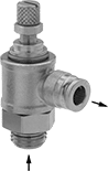 Image of Product. Dial Flow Adjustment. Front orientation. Contains Annotated. Flow-Adjustment Dial. High-Pressure Air Flow Control Valves.