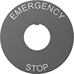 Image of Product. Front orientation. Legend Plates. Plastic Legend Plates for Emergency Stop Switches, Style E.