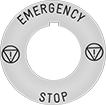 Image of Product. Front orientation. Legend Plates. Plastic Legend Plates for Emergency Stop Switches, Style B.