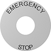 Image of Product. Front orientation. Legend Plates. Plastic Legend Plates for Emergency Stop Switches, Style D.