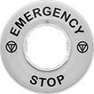 Image of Product. Front orientation. Legend Plates. Plastic Legend Plates for Emergency Stop Switches, Style A.