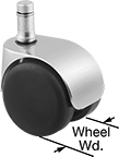 Image of Product. Front orientation. Contains Annotated. Casters. Static-Control Friction-Grip Stem Casters with Nylon Wheels.