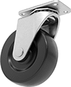 Image of Product. Swivel. Front orientation. Casters. Tight-Space Casters with Rubber Wheels, 1 Wheel, Swivel.