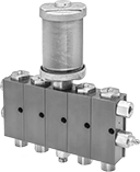 Image of Product. Front orientation. Grease-Dispensing Pumps. Precision Air-Powered Grease-Dispensing Pumps, 4 Grease Outlets.