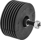 Image of Product. Front orientation. Idler Rollers. Abrasion-Resistant Self-Cleaning Threaded-Stud Idler Rollers.