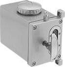 Image of Product. Horizontal with Left Side Handle. Front orientation. Oil-Dispensing Pumps. Manual Oil-Dispensing Pumps, Oil-Dispensing Pumps with Horizontal Mount and Left-Side Handle.