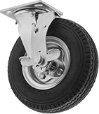 Image of Product. Swivel with Brake. Front orientation. Swivel Casters. Pneumatic Casters with Rubber Wheels, Wheel Brake.