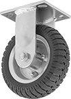 Image of Product. Rigid. Front orientation. Casters. Flat-Free Casters with Rubber Wheels, 1 Wheel, Rigid.