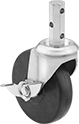Image of Product. Front orientation. Casters. Stem Casters with Mounting Holes, Octagonal Stem, Swivel with Brake.