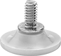 Image of Product. Front orientation. Protective Feet. Threaded-Stud-Mount Protective Feet, Plastic Base with Zinc-Plated Steel Stud.