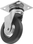 Image of Product. Swivel. Front orientation. Casters. Bright-Finish Casters with Rubber Wheels, 1 Wheel, Swivel.