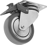 Image of Product. Swivel with Total Lock. Front orientation. Casters. Bright-Finish Casters with Rubber Wheels, 1 Wheel, Swivel with Total Lock.