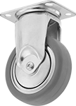 Image of Product. Rigid. Front orientation. Casters. Bright-Finish Casters with Rubber Wheels, 1 Wheel, Rigid.