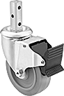 Image of Product. Front orientation. Casters. Stem Casters with Mounting Holes, Square Stem, Swivel with Total Lock.