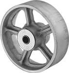 Image of Product. Front orientation. Wheels. Iron Wheels, Painted Iron, Solid Wheel, Spoked Wheel Core.