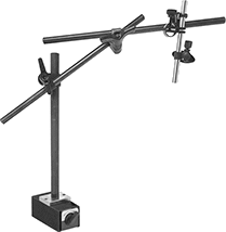 Image of Product. With Magnetic-Release Switch and 2 Fine-Adjustment Arms. Front orientation. Variance Indicator Holders. Rigid-Arm Magnetic-Base Variance Indicator Holders, Fine-Adjustment Arm, Magnetic-Release Switch, 2 Arms.