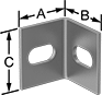 Image of Product. With Two Mounting Slots. Front orientation. Contains Annotated. 2 Mounting Slots. Corner Machine Brackets.