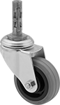Image of Product. Swivel with Expanding Wedges. Front orientation. Expanding-Wedge Stem. Friction-Grip Stem Casters with Rubber Wheels, Swivel, 1 Wheel.