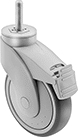 Image of Product. Front orientation. Casters. Washdown Threaded-Stem Casters with Rubber Wheels, Swivel with Total Lock.