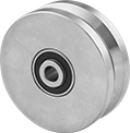 Image of Product. Front orientation. Wheels. V-Groove Track Wheels , 303 Stainless Steel.