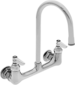 Image of Product. Style D. Front orientation. Sink Faucets. High-Flow Double-Inlet Sink Faucets, Back Inlet—Wall Mount, Style D.