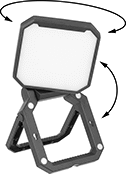 Image of Product. Front orientation. Contains Annotated. Portable Work Lights. Pivoting-Head Cordless Portable Work Lights, Style B.