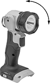 Image of Product. Front orientation. Contains Annotated, Inset. Portable Work Lights. Cordless Portable Work Lights for DeWalt Rechargeable Batteries, Style B.