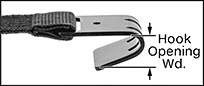 Image of Attribute. Side1 orientation. ZoomedIn view. Contains Annotated, Border. Ratchet Straps. Shock-Absorbing Ratchet Straps, Flat Hook.