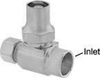 Image of Product. Solder Inlet. Front orientation. Contains Annotated. Water Supply Stop Valves. Tamper-Resistant Water Supply Stop Valves for Plumbing Fixtures, Solder-Socket Inlet Connection × Compression Outlet Connection, Straight.